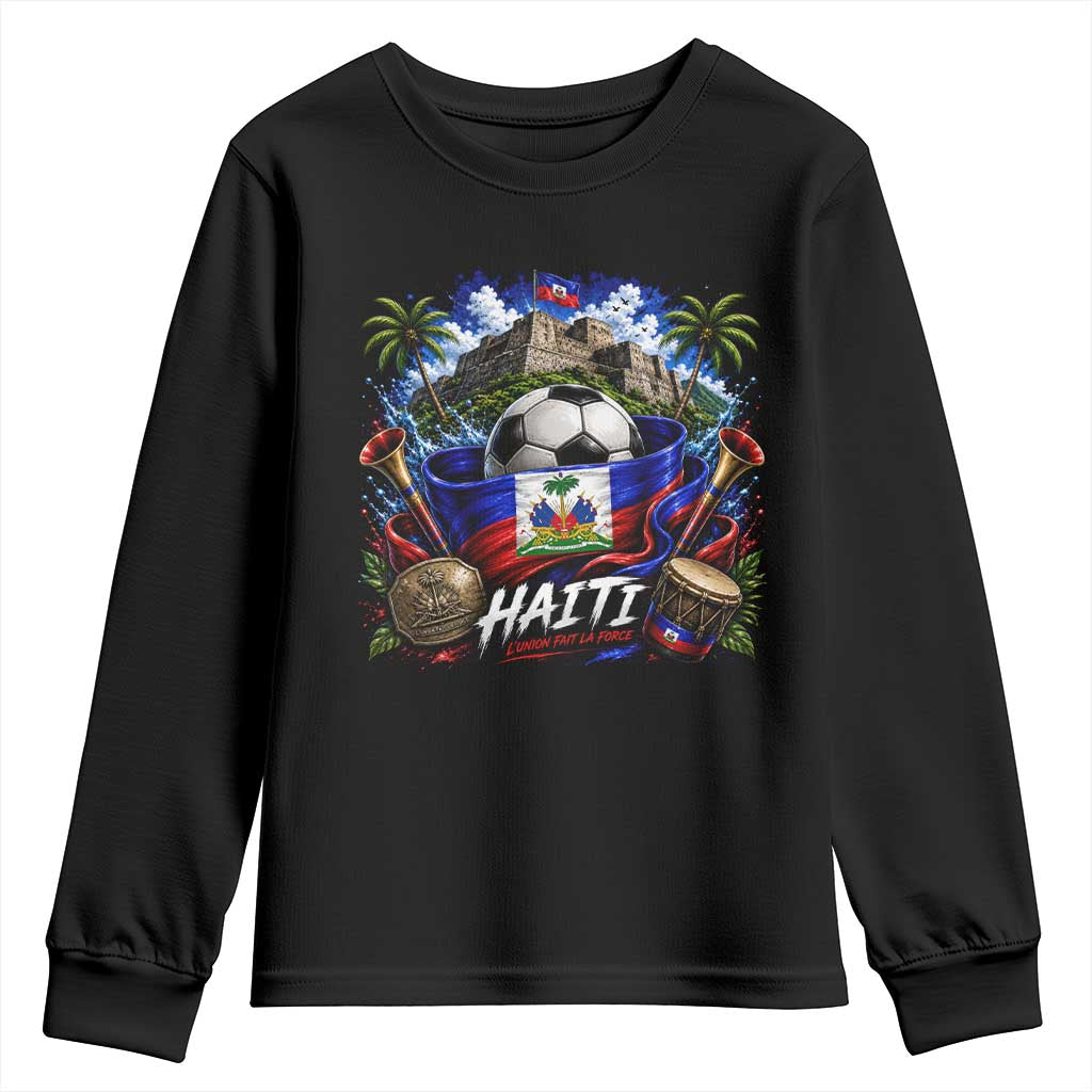 Haiti Soccer 2026 Youth Sweatshirt Haitian Flag Caribbean Football Fan
