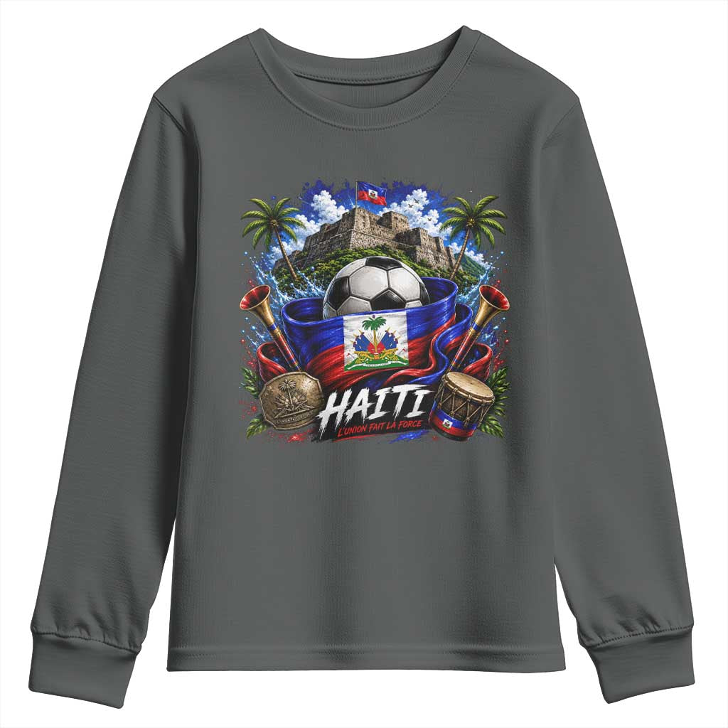 Haiti Soccer 2026 Youth Sweatshirt Haitian Flag Caribbean Football Fan