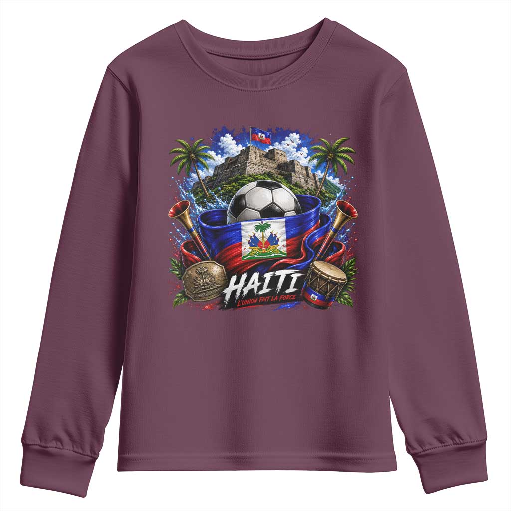 Haiti Soccer 2026 Youth Sweatshirt Haitian Flag Caribbean Football Fan