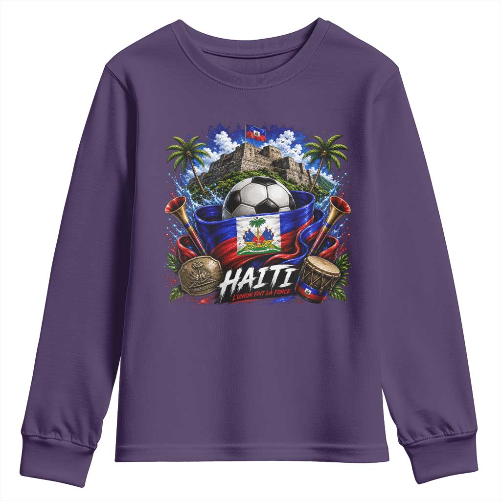 Haiti Soccer 2026 Youth Sweatshirt Haitian Flag Caribbean Football Fan