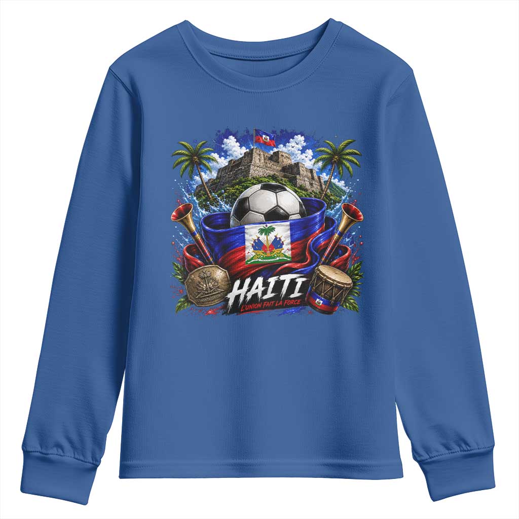Haiti Soccer 2026 Youth Sweatshirt Haitian Flag Caribbean Football Fan