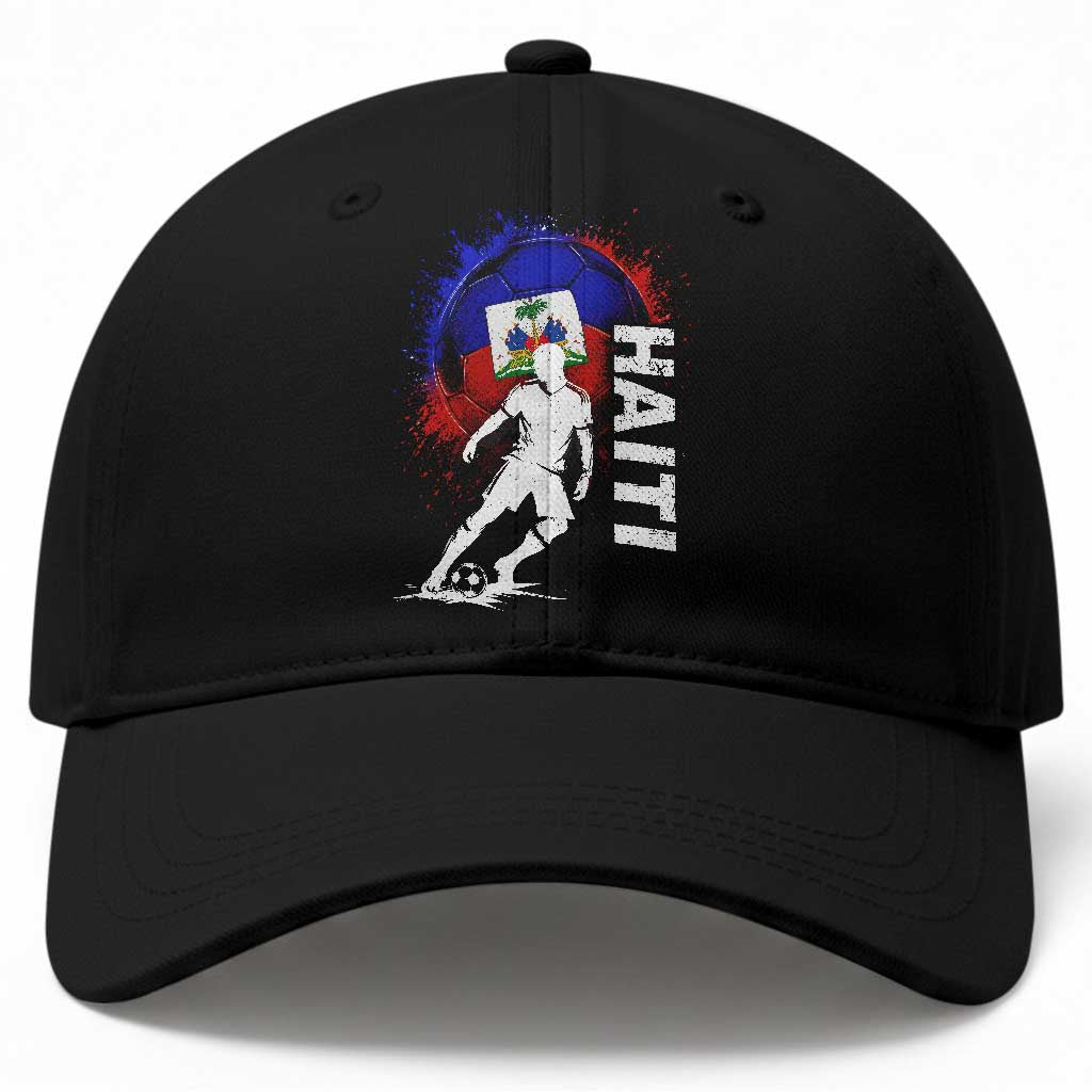 Haiti Soccer Baseball Cap Retro Vintage Watercolors Sport Haitian Flag Football Fan