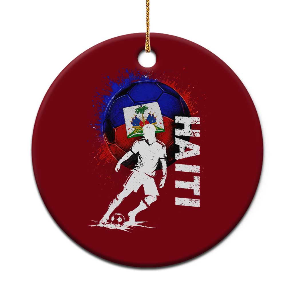 Haiti Soccer Ceramic Ornament Retro Vintage Watercolors Sport Haitian Flag Football Fan