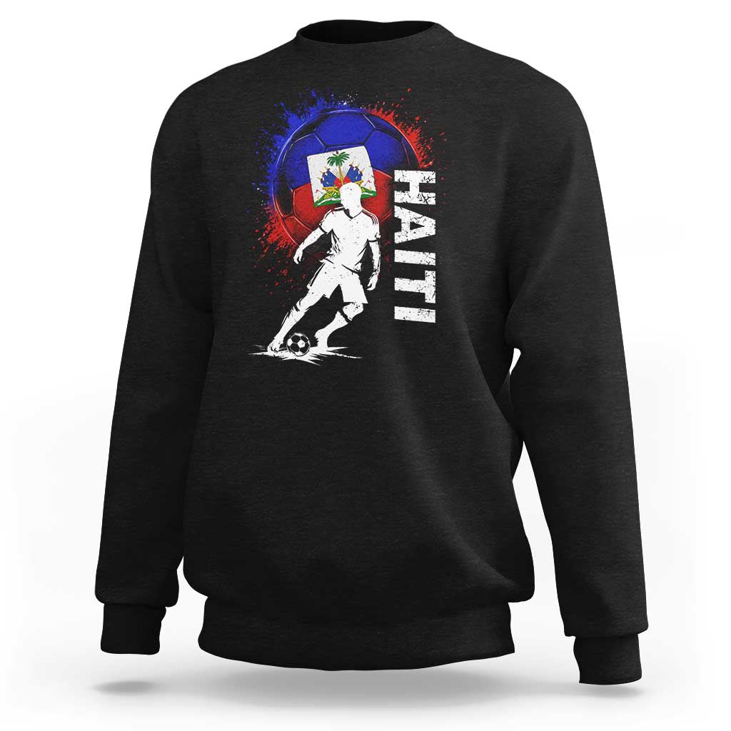 Haiti Soccer Sweatshirt Retro Vintage Watercolors Sport Haitian Flag Football Fan
