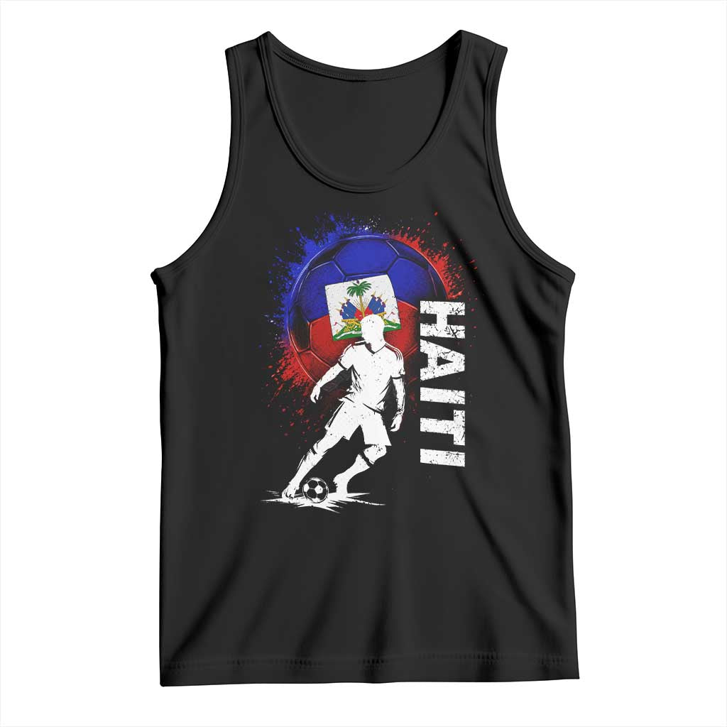 Haiti Soccer Tank Top Retro Vintage Watercolors Sport Haitian Flag Football Fan