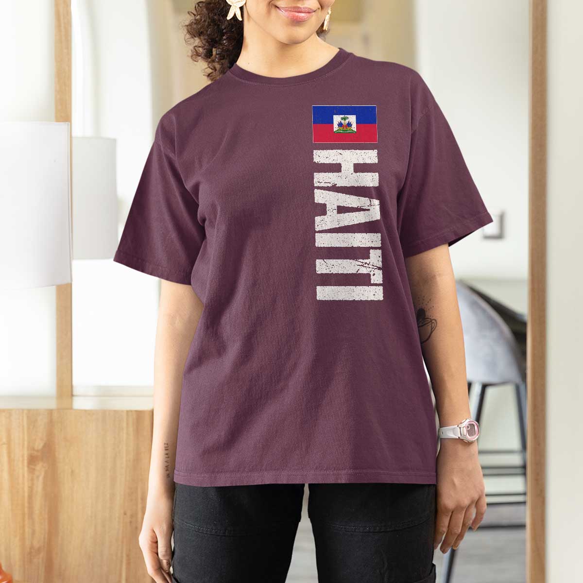Vintage Haitian Flag T Shirt For Women Proud Haitienne Haiti Independence 1804