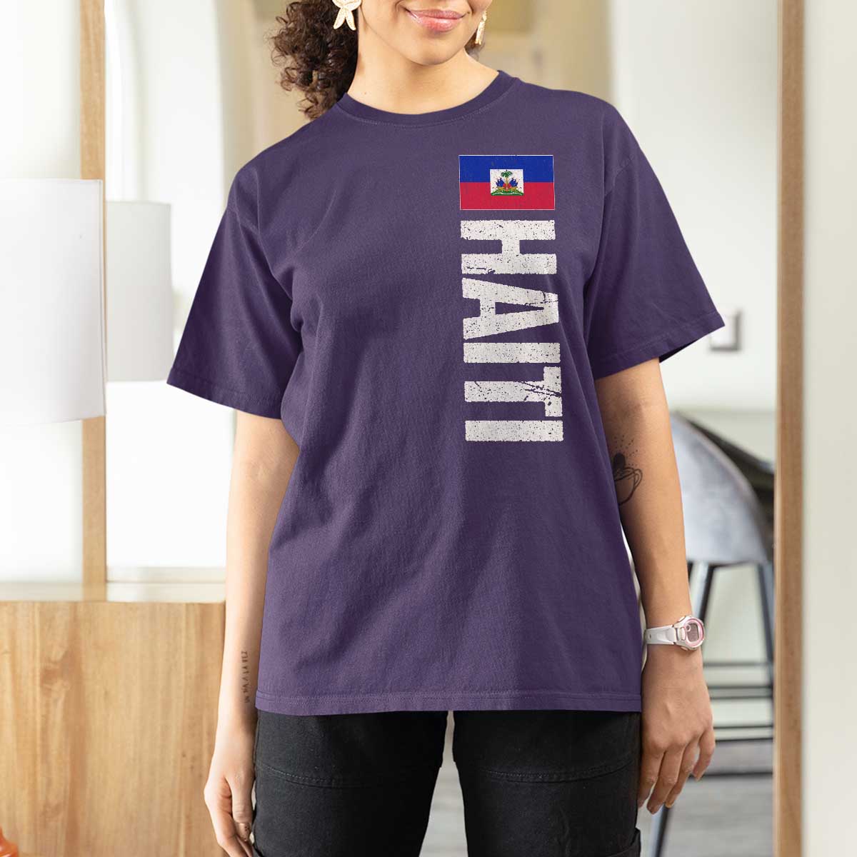 Vintage Haitian Flag T Shirt For Women Proud Haitienne Haiti Independence 1804