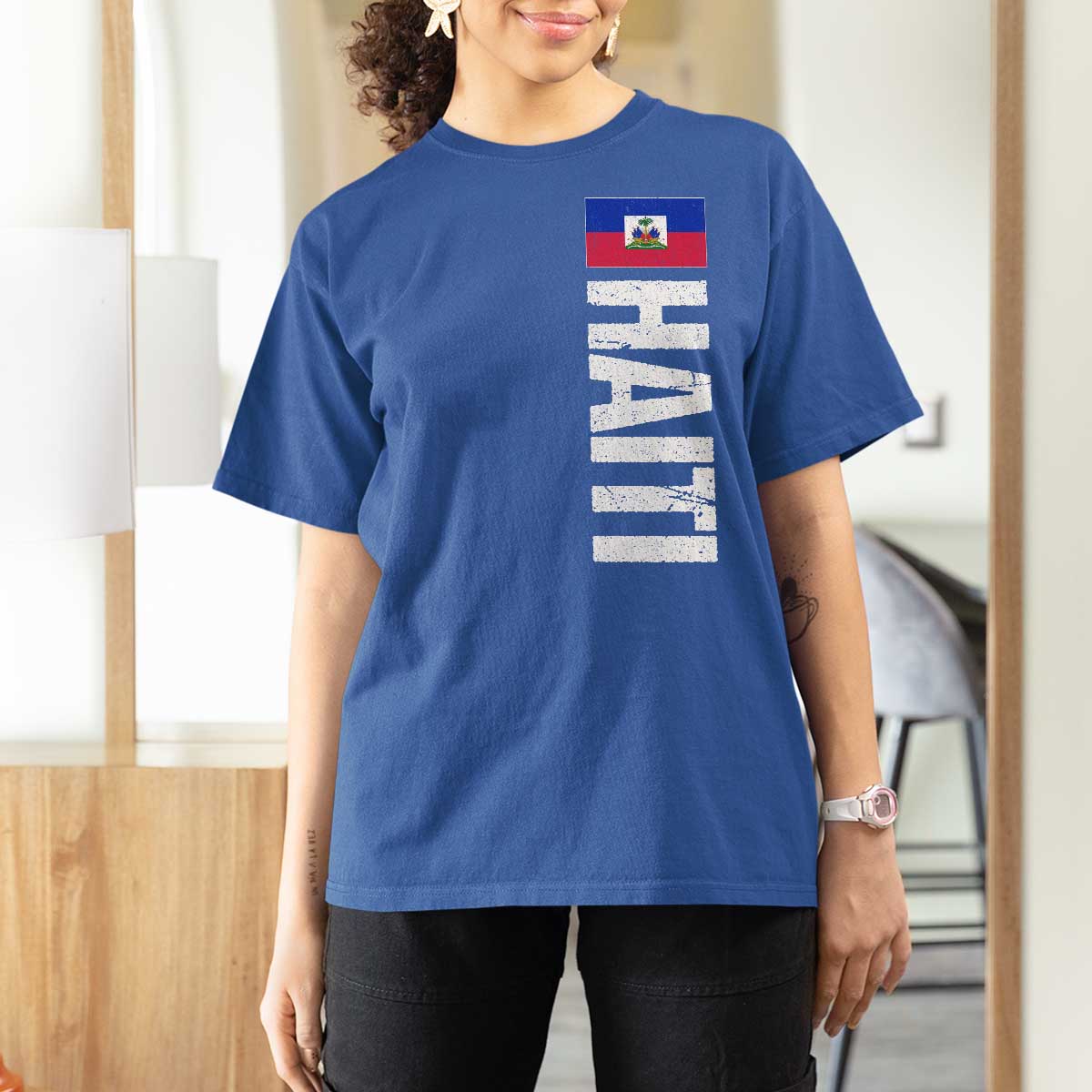 Vintage Haitian Flag T Shirt For Women Proud Haitienne Haiti Independence 1804