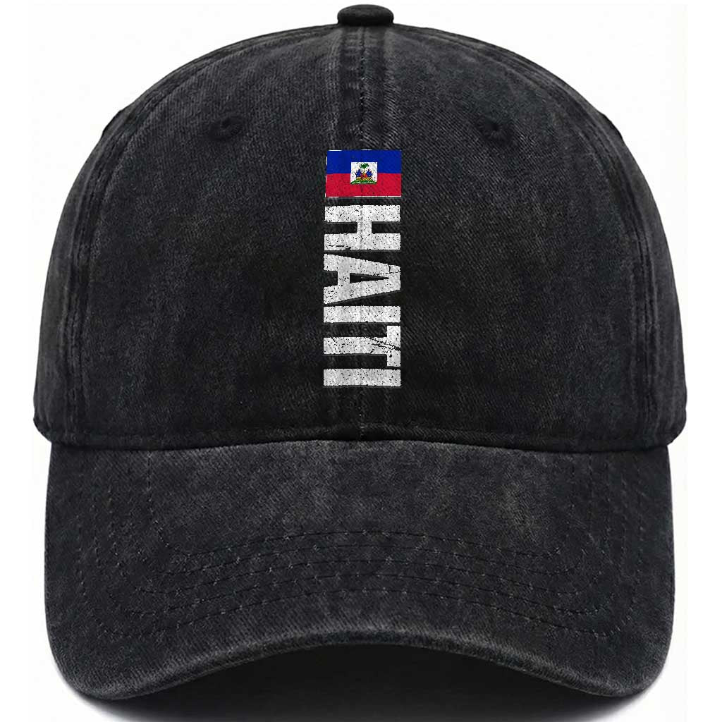 Vintage Haitian Flag Washed Cotton Baseball Cap Proud Haitienne Haiti Independence 1804