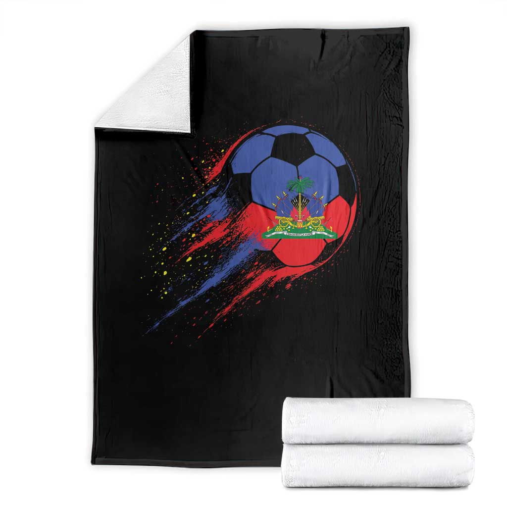 Haiti Soccer Ball Throw Blanket Retro Vintage Watercolors Sport Haitian Flag Ayiti Pride