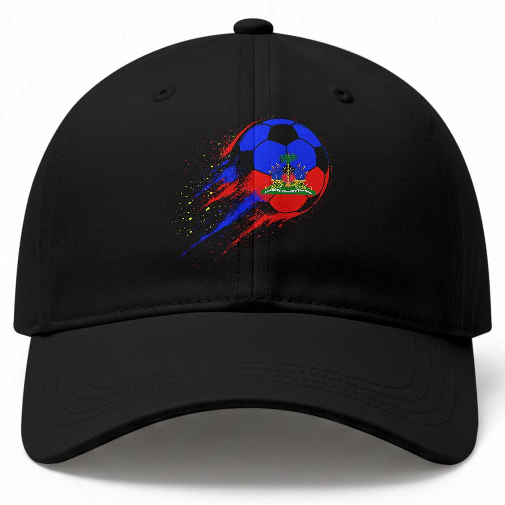 Haiti Soccer Ball Baseball Cap Retro Vintage Watercolors Sport Haitian Flag Ayiti Pride