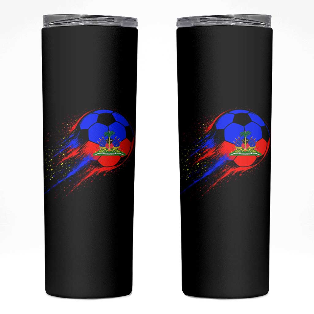Haiti Soccer Ball Skinny Tumbler Retro Vintage Watercolors Sport Haitian Flag Ayiti Pride