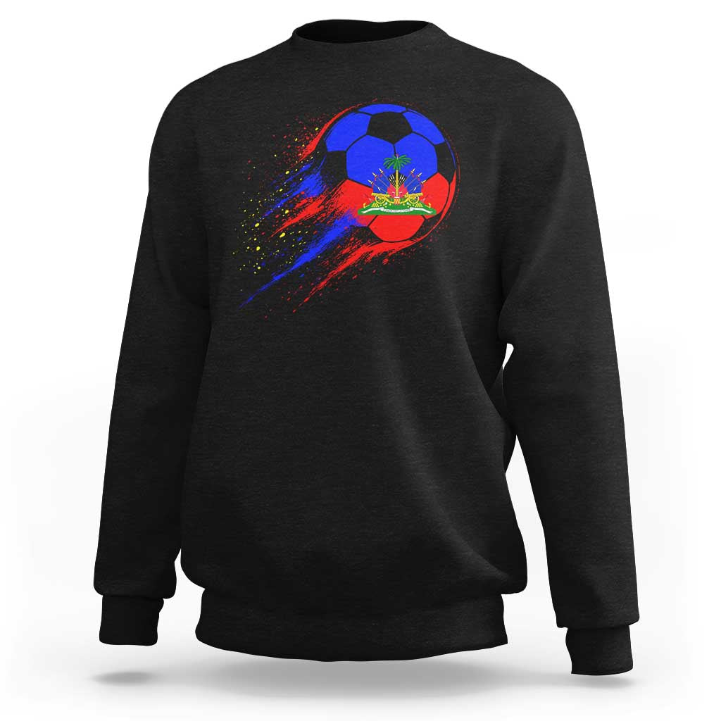 Haiti Soccer Ball Sweatshirt Retro Vintage Watercolors Sport Haitian Flag Ayiti Pride