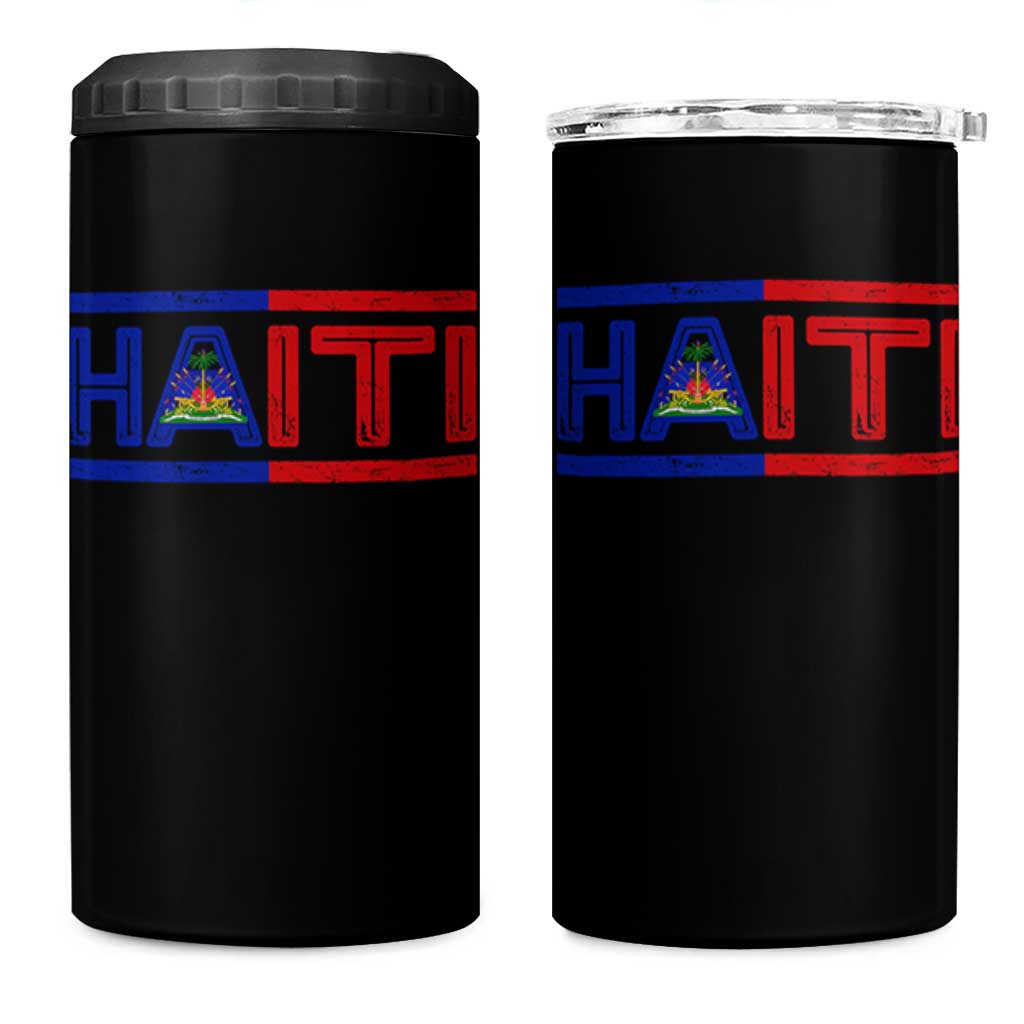 Haiti Flag 4 in 1 Can Cooler Tumbler Vintage Haitian Pride Ayiti Roots