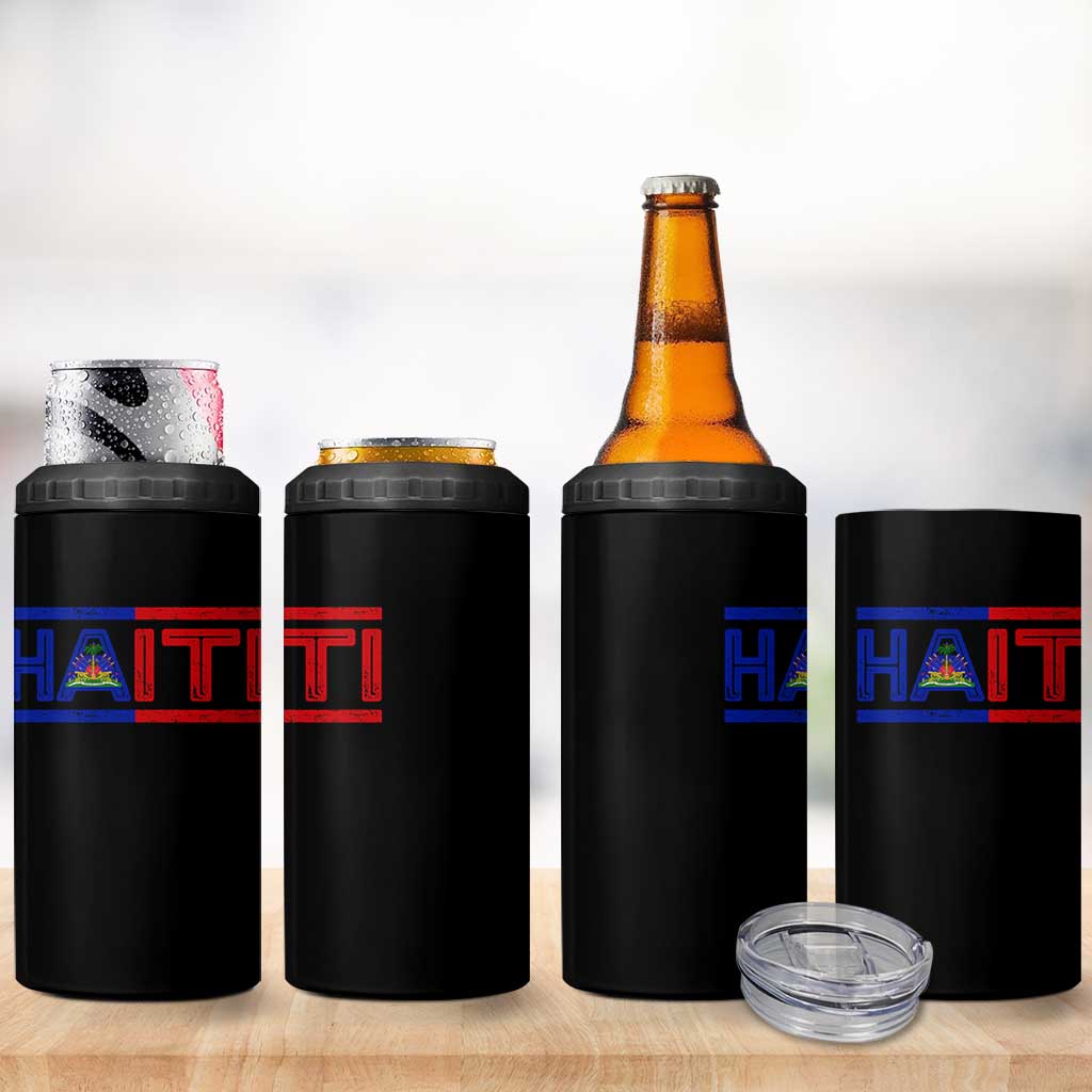 Haiti Flag 4 in 1 Can Cooler Tumbler Vintage Haitian Pride Ayiti Roots