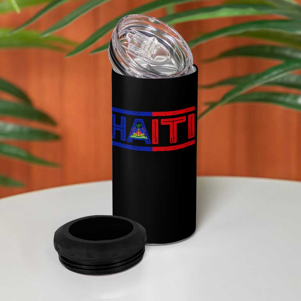 Haiti Flag 4 in 1 Can Cooler Tumbler Vintage Haitian Pride Ayiti Roots
