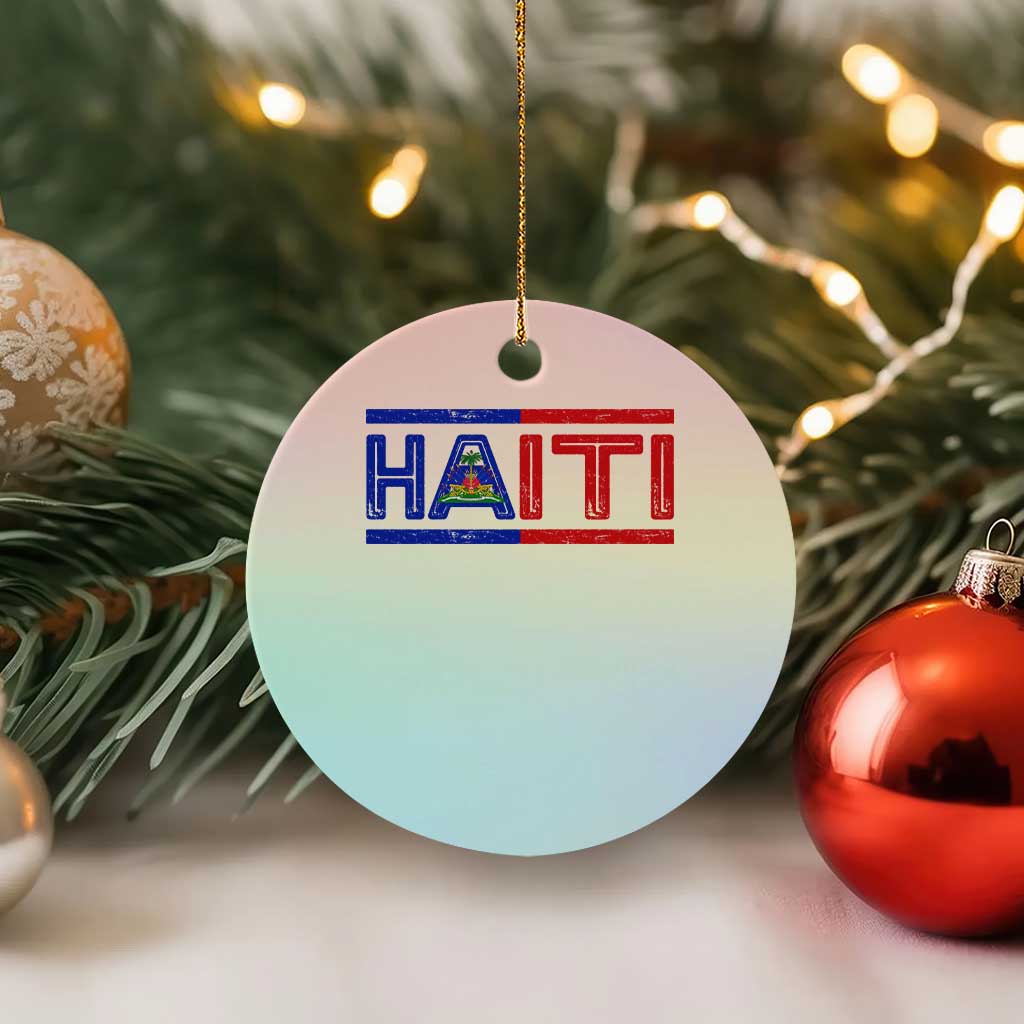 Haiti Flag Ceramic Ornament Vintage Haitian Pride Ayiti Roots