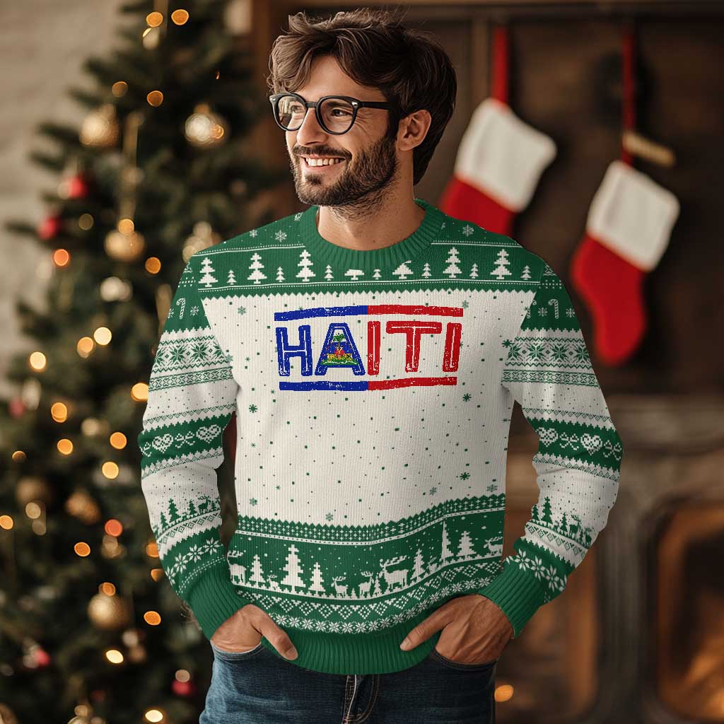 Haiti Flag Ugly Christmas Sweater Vintage Haitian Pride Ayiti Roots