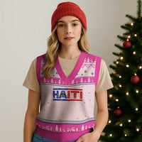 Haiti Flag V-Neck Knit Sweater Vest Vintage Haitian Pride Ayiti Roots