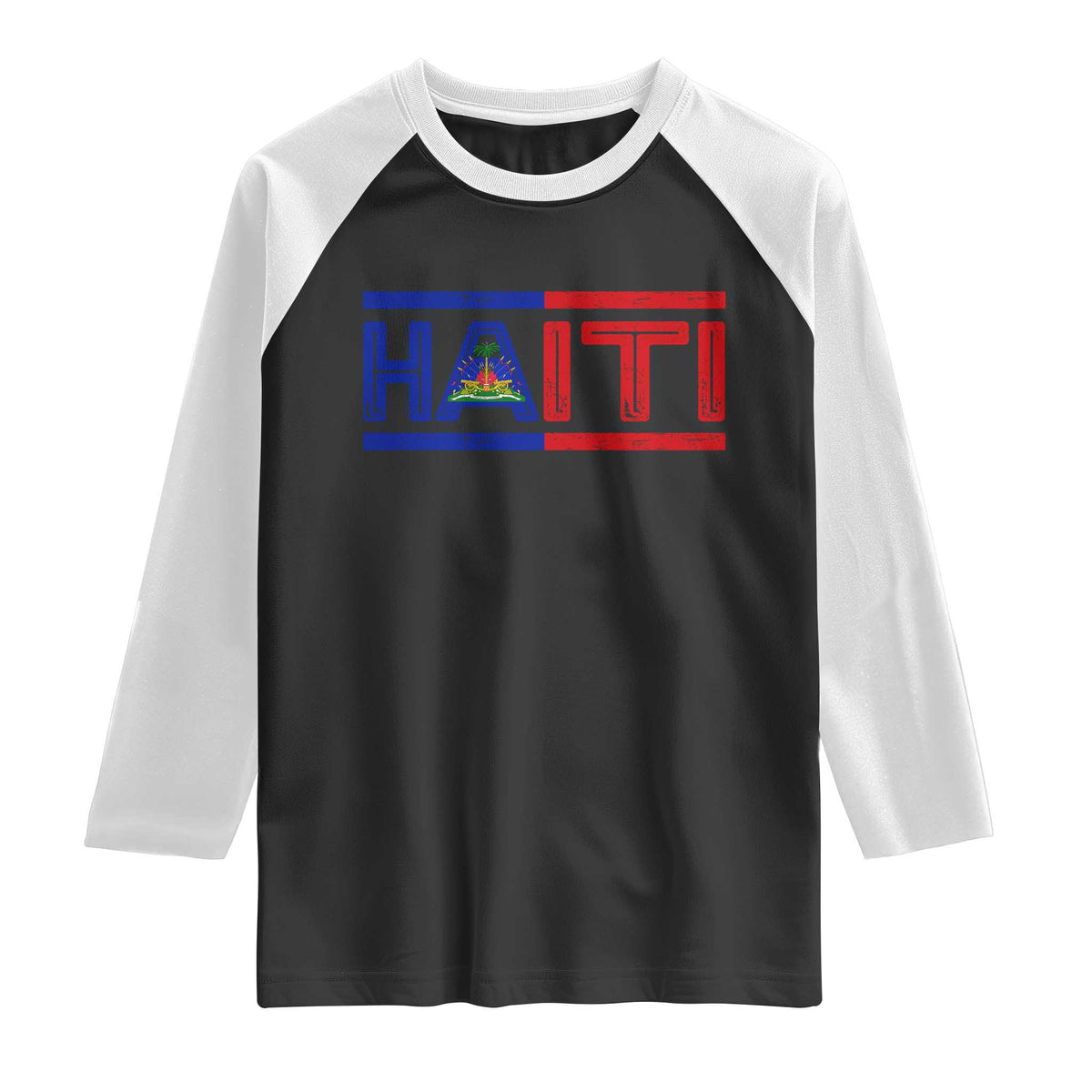 Haiti Flag Raglan Shirt Vintage Haitian Pride Ayiti Roots