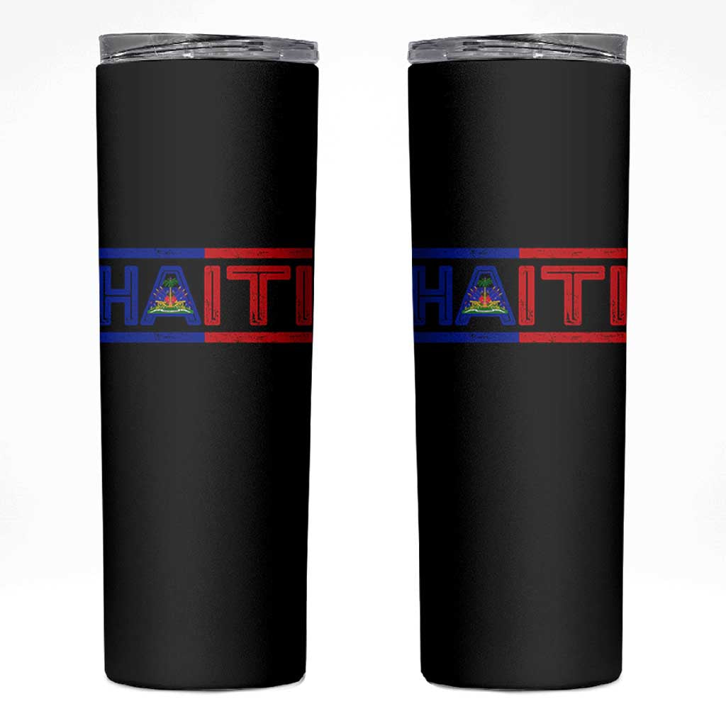 Haiti Flag Skinny Tumbler Vintage Haitian Pride Ayiti Roots
