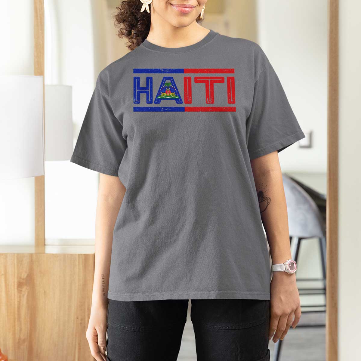 Haiti Flag T Shirt For Women Vintage Haitian Pride Ayiti Roots