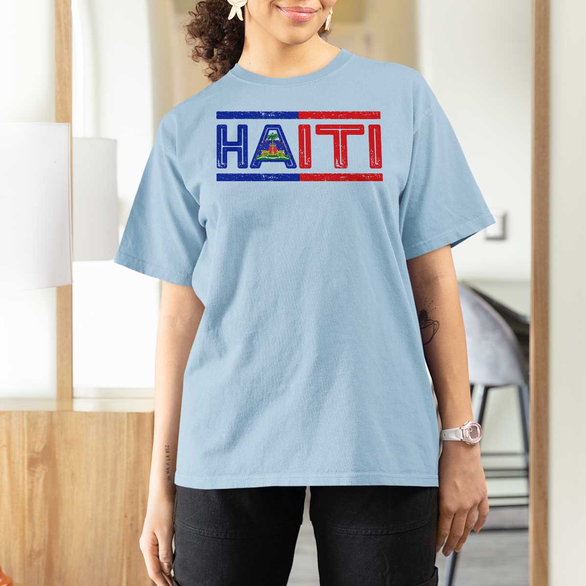Haiti Flag T Shirt For Women Vintage Haitian Pride Ayiti Roots