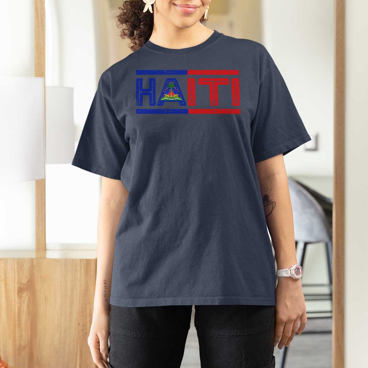 Haiti Flag T Shirt For Women Vintage Haitian Pride Ayiti Roots