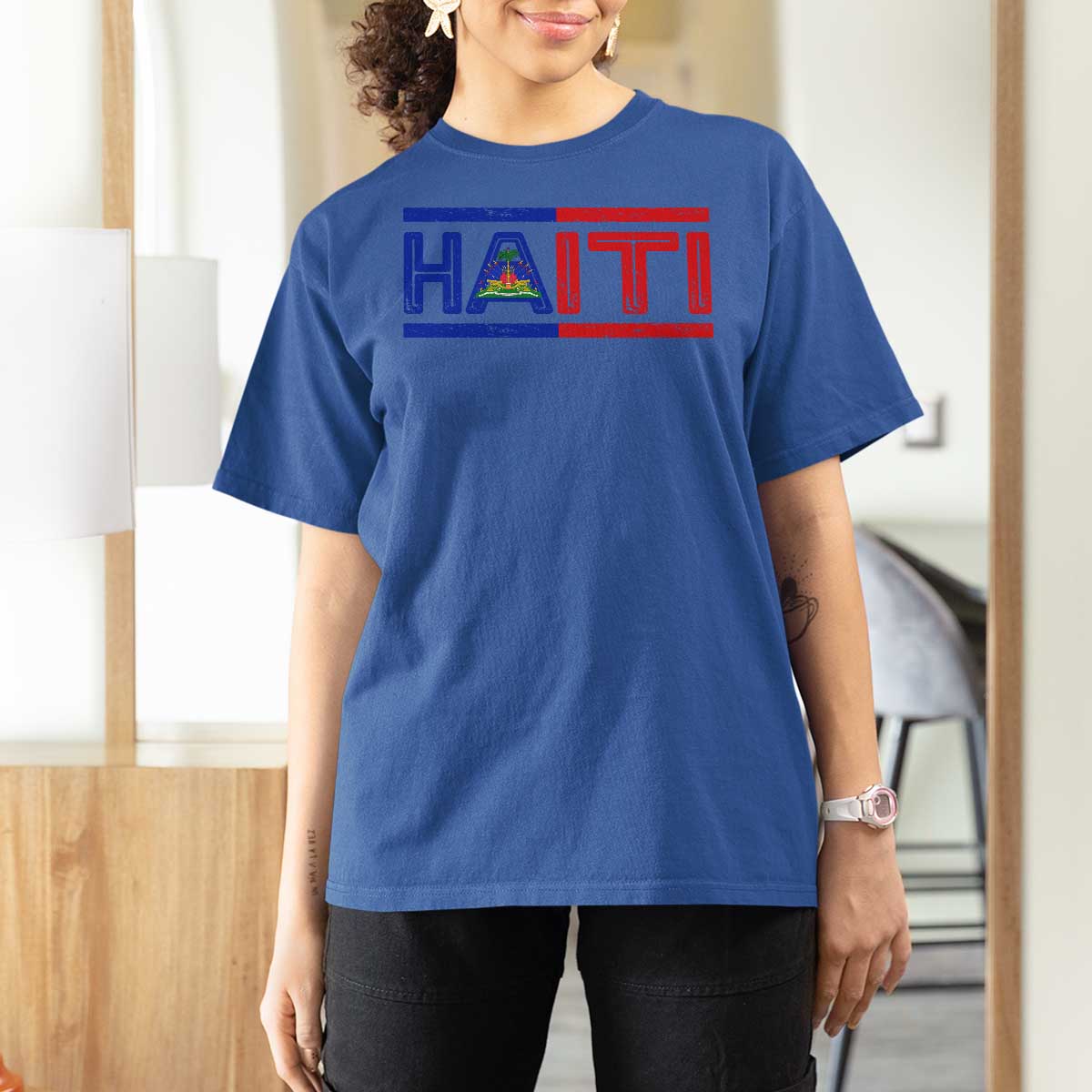 Haiti Flag T Shirt For Women Vintage Haitian Pride Ayiti Roots