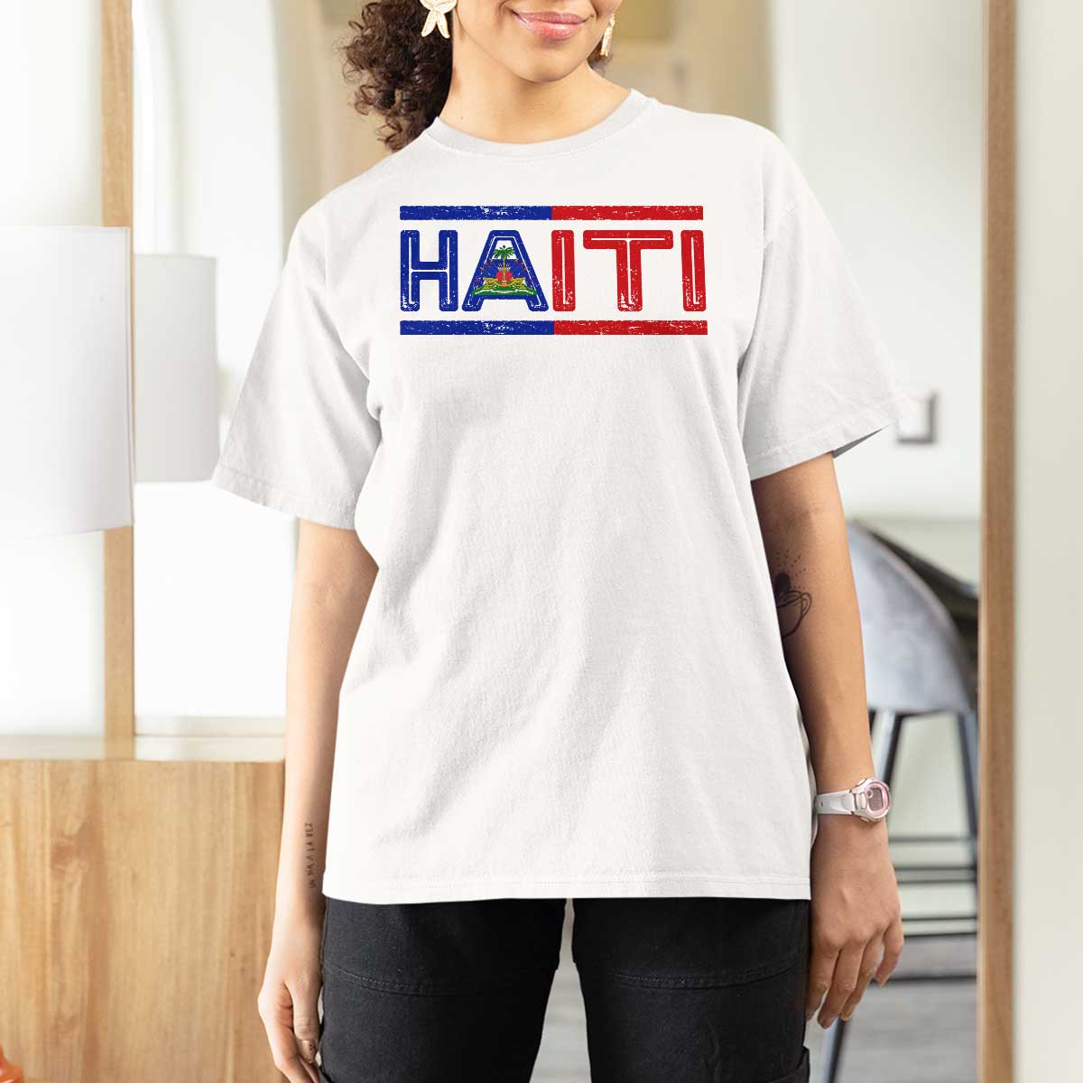 Haiti Flag T Shirt For Women Vintage Haitian Pride Ayiti Roots