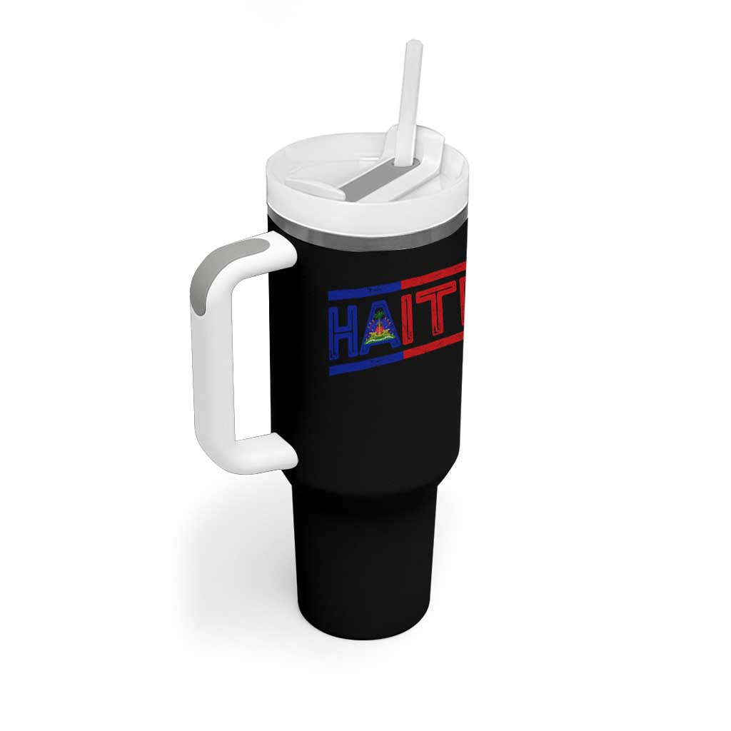 Haiti Flag Tumbler With Handle Vintage Haitian Pride Ayiti Roots
