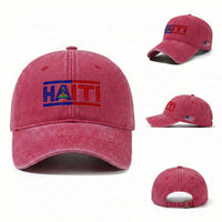 Haiti Flag Washed Cotton Baseball Cap Vintage Haitian Pride Ayiti Roots
