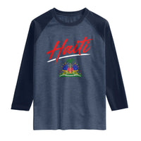 Retro Haiti Raglan Shirt Haitian Gift Ayiti Roots