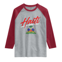 Retro Haiti Raglan Shirt Haitian Gift Ayiti Roots