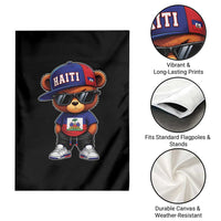 Cute Haiti Garden Flag Hip Hop Teddy Bear Haitian Flag Ayiti Roots
