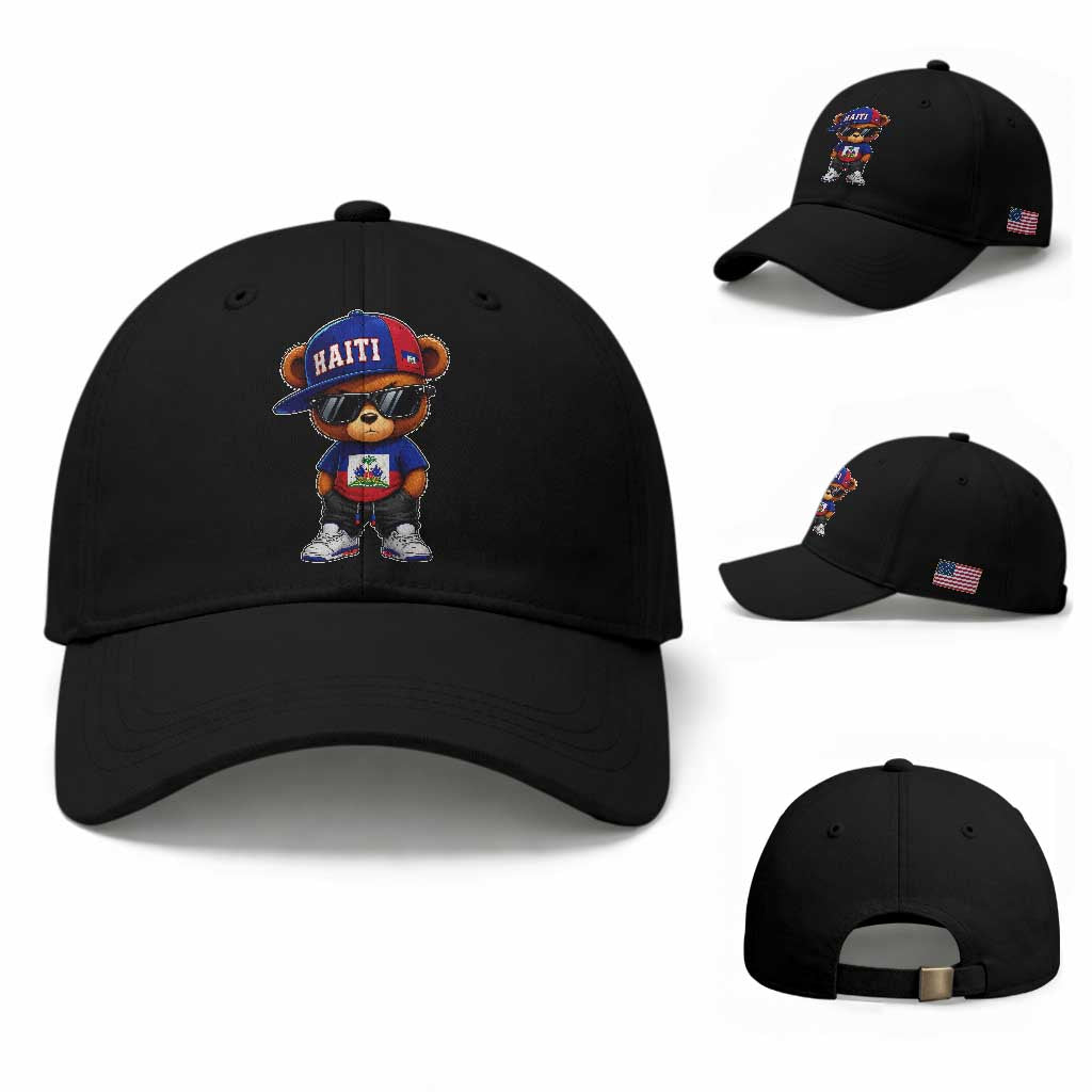Cute Haiti Baseball Cap Hip Hop Teddy Bear Haitian Flag Ayiti Roots