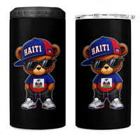 Cute Haiti 4 in 1 Can Cooler Tumbler Hip Hop Teddy Bear Haitian Flag Ayiti Roots