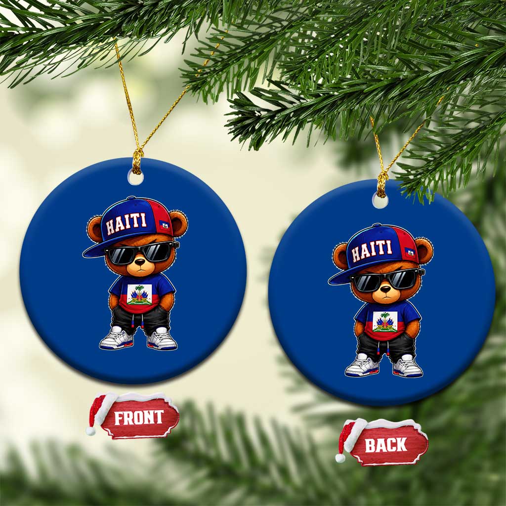 Cute Haiti Ceramic Ornament Hip Hop Teddy Bear Haitian Flag Ayiti Roots