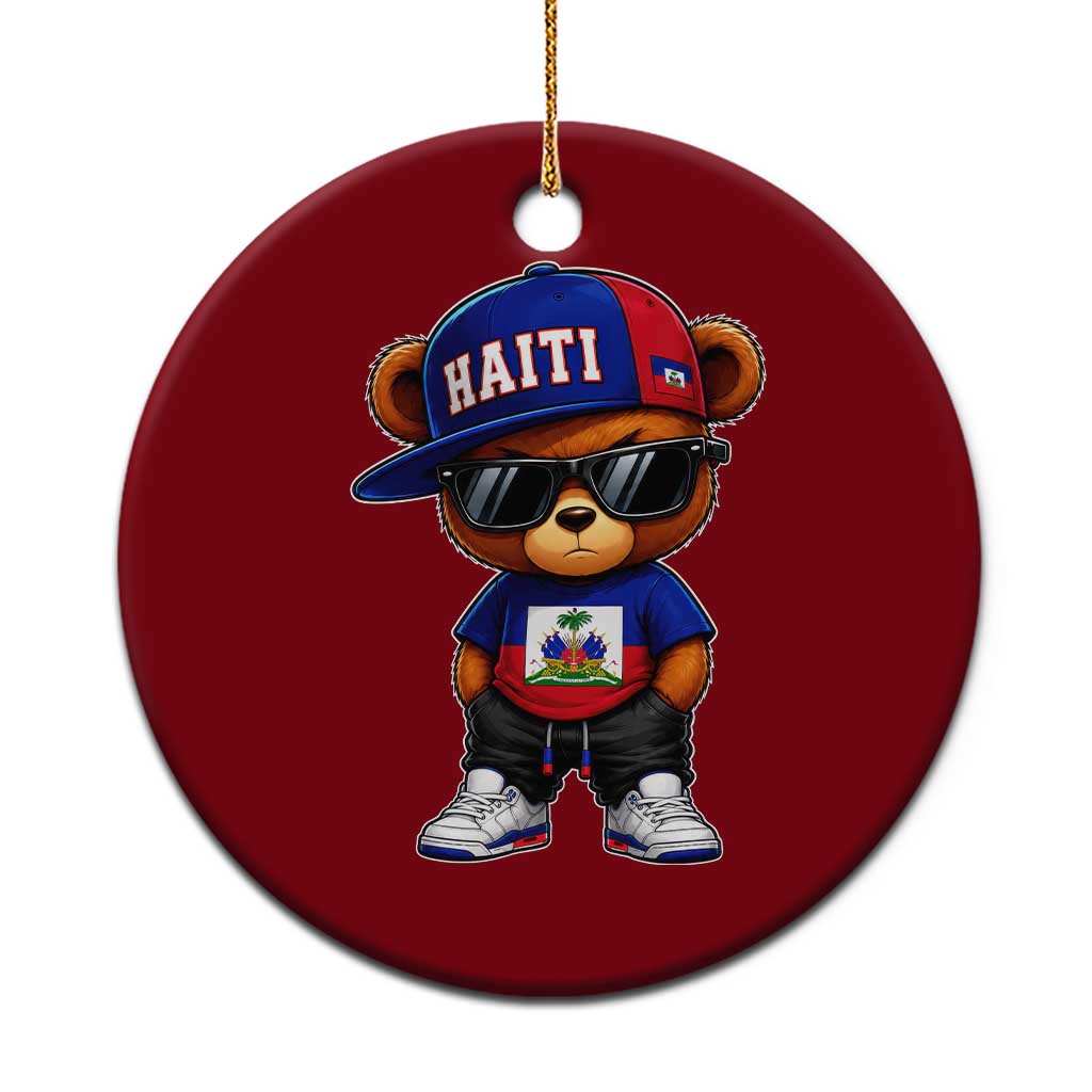 Cute Haiti Ceramic Ornament Hip Hop Teddy Bear Haitian Flag Ayiti Roots