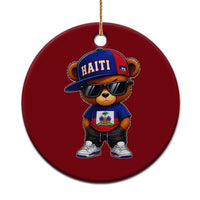 Cute Haiti Ceramic Ornament Hip Hop Teddy Bear Haitian Flag Ayiti Roots