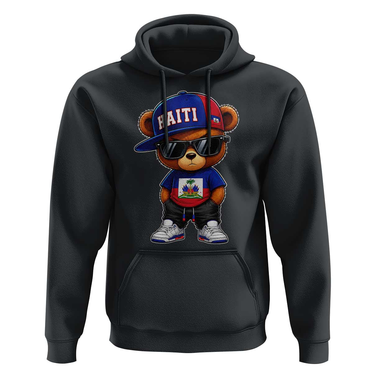 Cute Haiti Hoodie Hip Hop Teddy Bear Haitian Flag Ayiti Roots