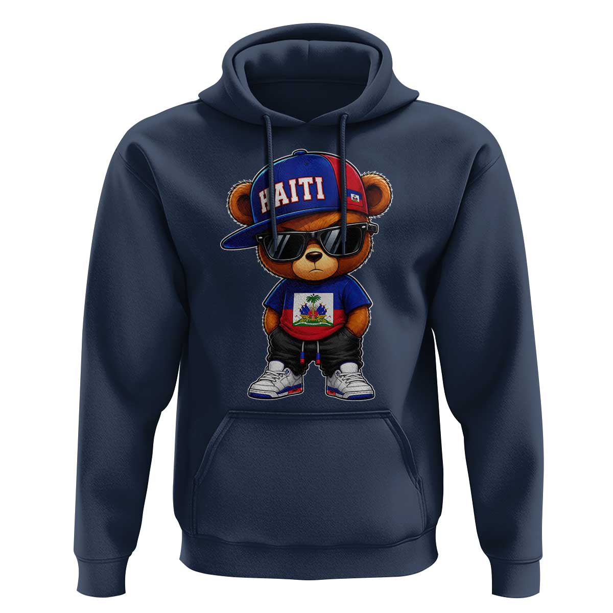 Cute Haiti Hoodie Hip Hop Teddy Bear Haitian Flag Ayiti Roots
