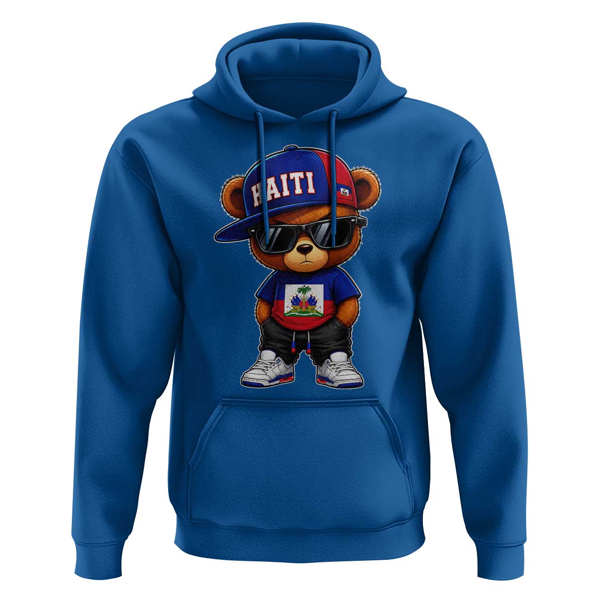 Cute Haiti Hoodie Hip Hop Teddy Bear Haitian Flag Ayiti Roots