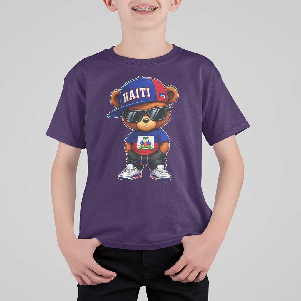 Cute Haiti T Shirt For Kid Hip Hop Teddy Bear Haitian Flag Ayiti Roots