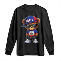 Cute Haiti Long Sleeve Shirt Hip Hop Teddy Bear Haitian Flag Ayiti Roots