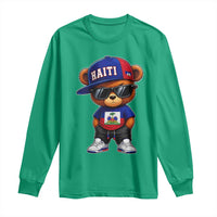 Cute Haiti Long Sleeve Shirt Hip Hop Teddy Bear Haitian Flag Ayiti Roots