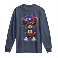 Cute Haiti Long Sleeve Shirt Hip Hop Teddy Bear Haitian Flag Ayiti Roots