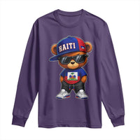 Cute Haiti Long Sleeve Shirt Hip Hop Teddy Bear Haitian Flag Ayiti Roots