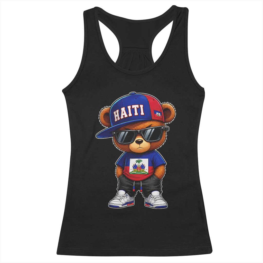 Cute Haiti Racerback Tank Top Hip Hop Teddy Bear Haitian Flag Ayiti Roots