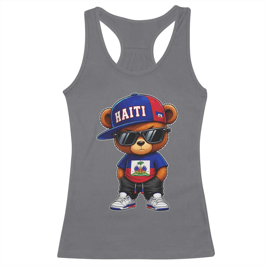 Cute Haiti Racerback Tank Top Hip Hop Teddy Bear Haitian Flag Ayiti Roots
